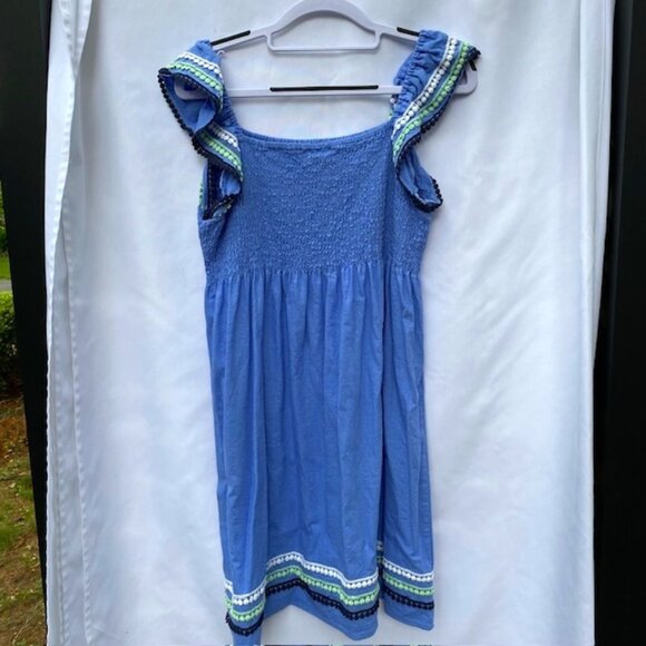 Sail to Sable Sundress Size XL Cornflower blue with green navy white trim - Picture 1 of 4